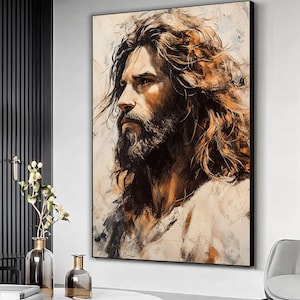 Jesus religious majestic canvas artwork, Jesus fine art print, Wall art, Modern christian art, Home wall decor, Huge canvas art