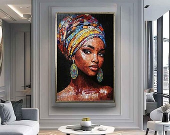 African woman canvas print, African woman wall art, Colorful african woman canvas, Colorful African art, Woman digital print, woman art