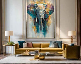 Impression sur toile éléphant, impression numérique éléphant, peinture éléphant, art mural éléphant, art nature éléphant, impression d'art animalier, peinture animalière