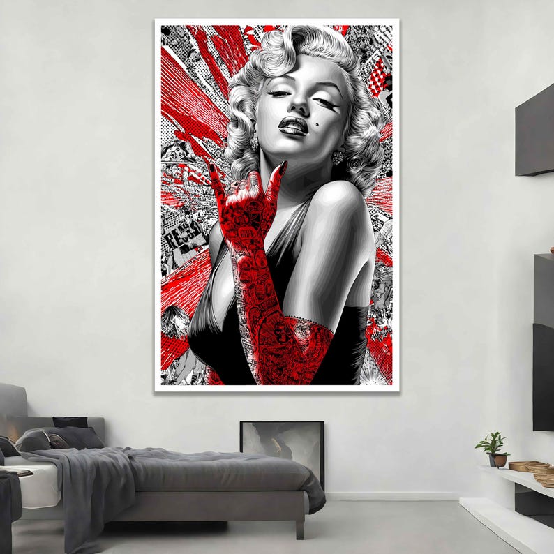Marilyn Monroe Posing Canvas Print, Iconic Pop Culture Wall Art, Comic ...