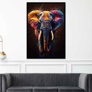 Elephant canvas, Elephant framed canvas print, Ready to hang elephant art, Abstract elephant wall art, Elephant wall decor, Animal art print