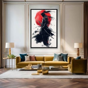 Samurai art, Samurai canvas print, Samurai painting, Samurai wall art, Japanese samurai painting, Samurai katana wall decor, Samurai print