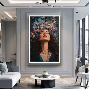 Colorful abstract woman art, Colorful woman painting, woman art, Abstract woman canvas, Woman painting, Woman wall art, Woman digital print