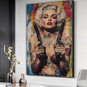 Marilyn Monroe Graffiti Pop Art, Vibrant Street Art Canvas Wall Decor, Marilyn Monroe Graffiti, Street Graffiti Wall Art, home wall art