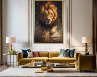 Lion canvas print, Lion digital print, Lion painting, Lion wall art, Lion home decor, Animal canvas print, Animal painting, Lion artwork