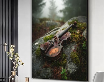 Violin Canvas Print: Music Room Wall Art, Ready to Hang