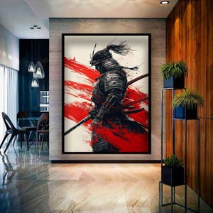Samurai art, Samurai canvas print, Samurai painting, Samurai wall art, Japanese samurai painting, Samurai katana wall decor, Samurai print