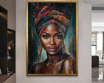 絵画　アート　美術作品　アフリカの女性 アフリカ女性の壁掛けキャンバス、アフリカ女性の壁掛けアート