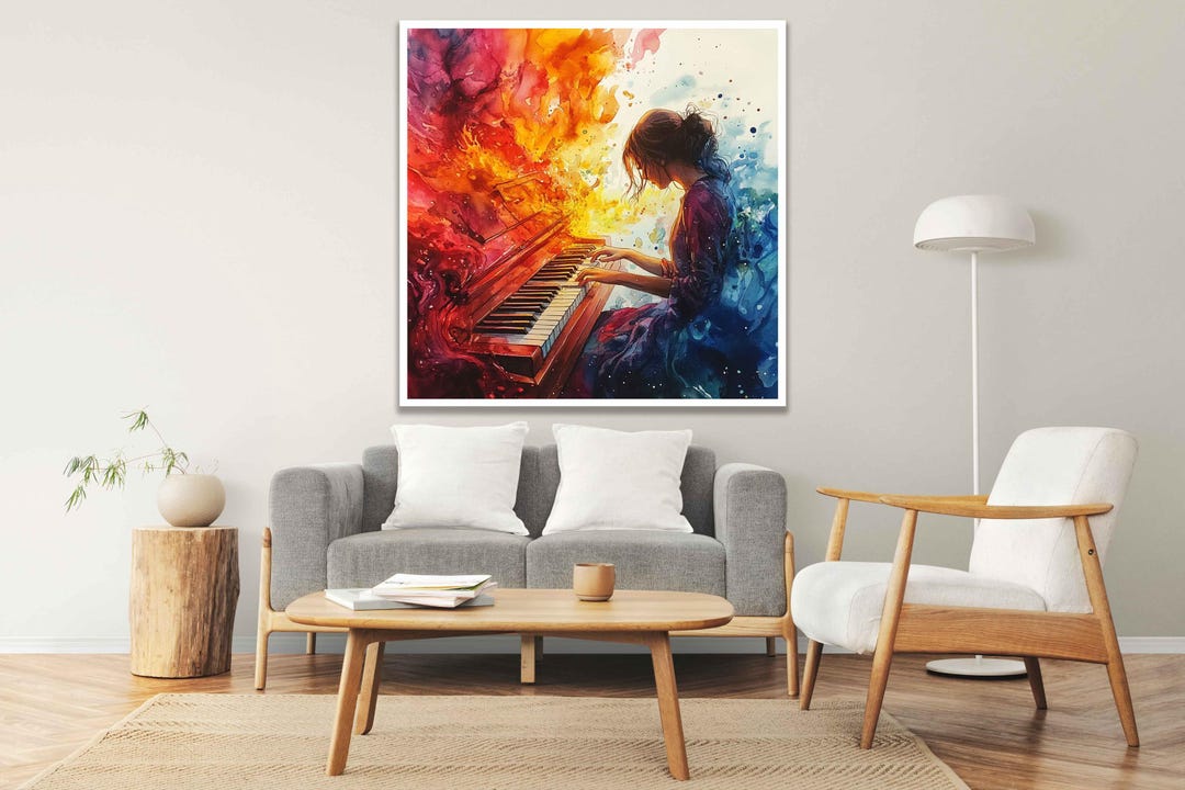 Woman Playing the Piano Canvas Print, Abstract Piano Art, Musical ...