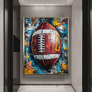 Tela di football americano graffiti, arte di football graffiti, stampa su tela di football americano incorniciata, dipinto di football graffiti, arte sportiva