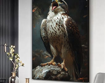 Falcon canvas kunst aan de muur, Falcon schilderij, Falcon wanddecor, Falcon grote canvaskunst, Bird art print, cadeau vogelliefhebber, muur hangen dieren
