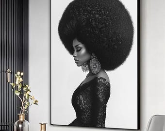 Arte donna nera, arte africana, stampa artistica da parete donna