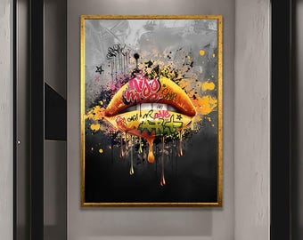 唇のグラフィティ絵画、グラフィティ唇ポップアート、唇ポップアート