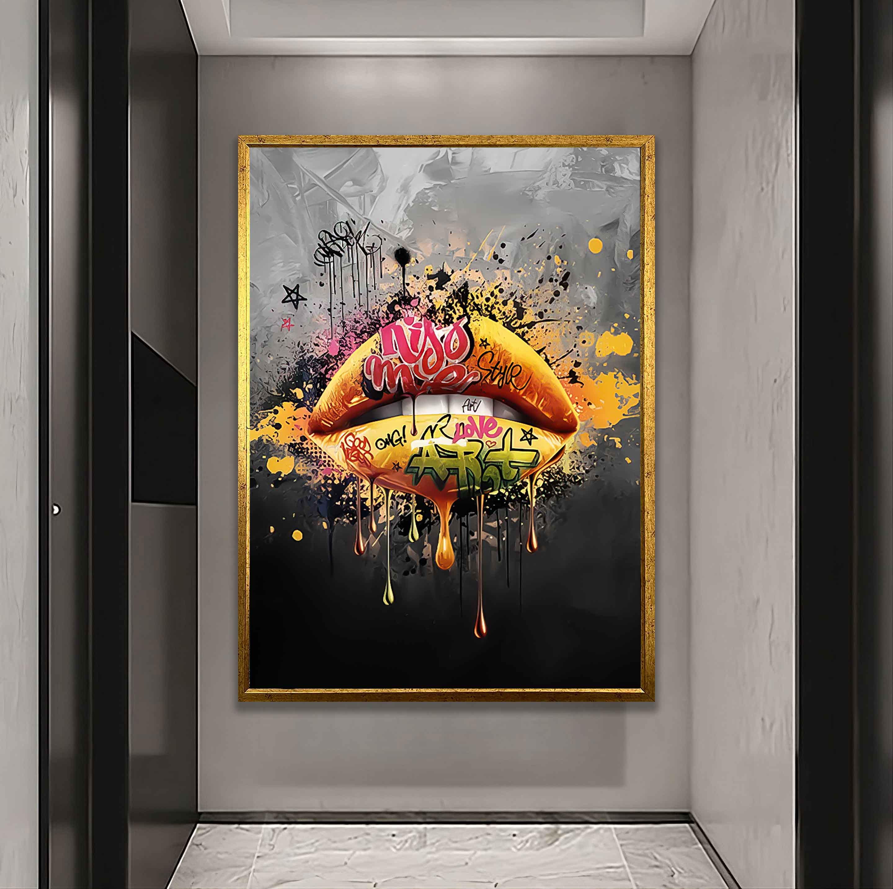 唇のグラフィティ絵画、グラフィティ唇ポップアート、唇ポップアート