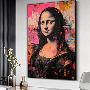 Mona Lisa im Grafitti Art Style, Mona Lisa in Grafitti Leinwanddruck, Mona Lisa bunte abstrakte Malerei, modernes Kunstwerk, fertig zum Aufhängen