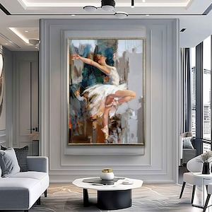 Ballerina posing canvas, Elegant colorful ballerina digital print, Ballerina home decor, Ballerina art, Elegant woman print, Woman art