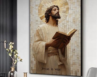 Abstract jesus christianity Canvas print, Christian Framed Wall Art, Jesus biblical wall decor, Christianity Wall Art, Wise jesus Art Print