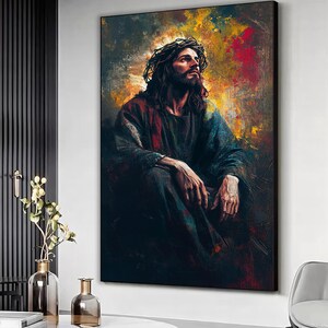 Jesus religious canvas artwork, Modern Jesus art print, Jesus faith painting, Jesus wall art, Christian art, Home wall decor, Ready to hang
