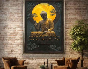 Buddha canvas, Abstract buddha art, Buddha nature painting, Buddha nature art print, Meditating buddha wall decor, Buddha wall art