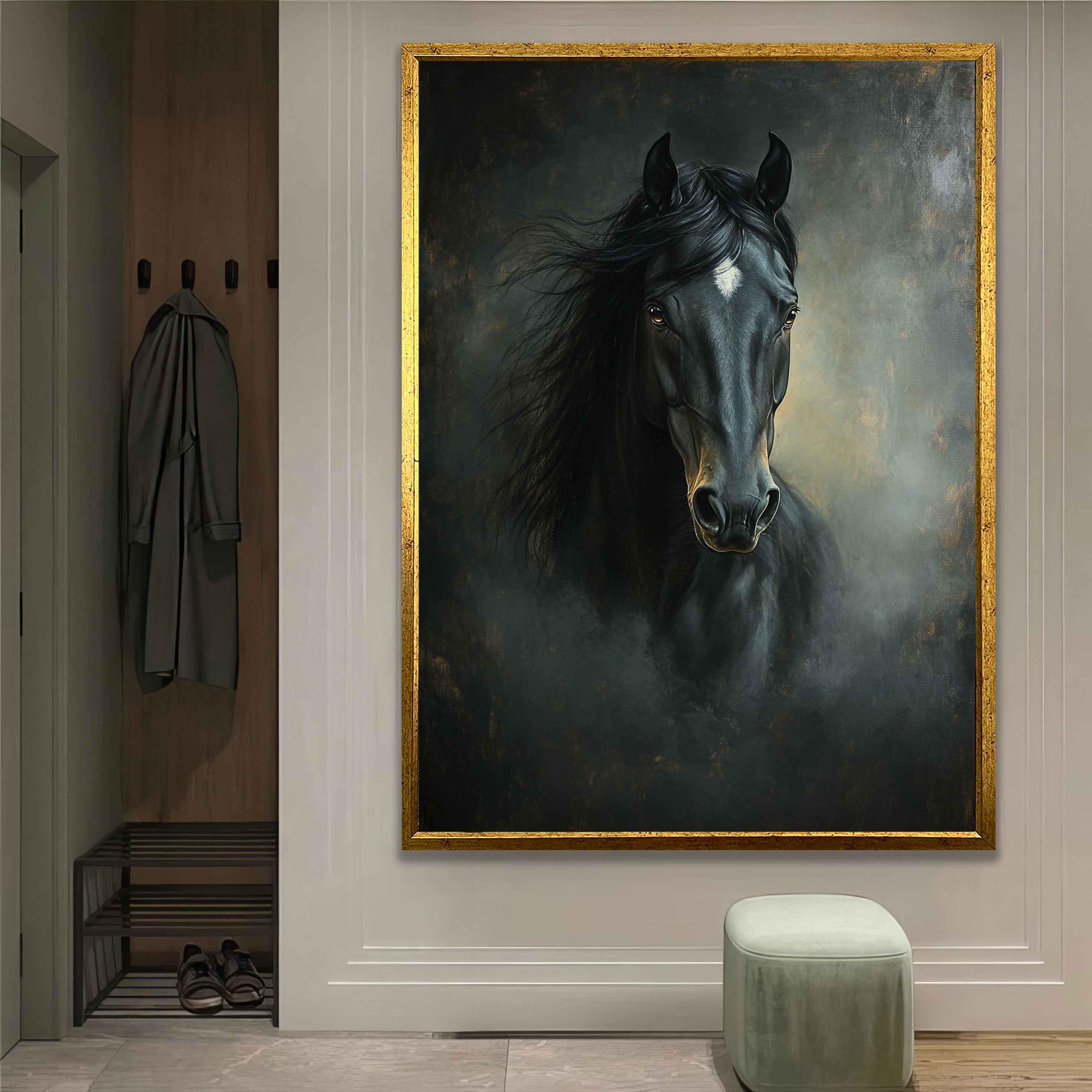 Abstract Black Horse Canvas Print, Modern Horse Wall Art, Horse Art ...