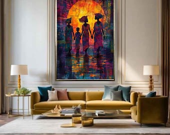 African Womans abstract painting, African woman canvas, Minimalistic african woman painting, Colorful african woman digital print, woman art