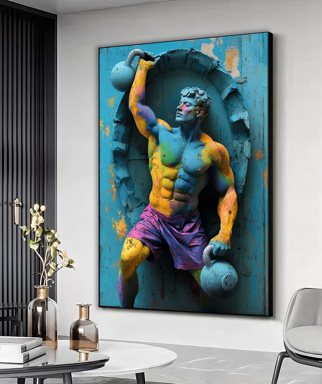 Colorful Graffiti Fitness Sculpture – Kettlebell Strength Wall Art - Etsy