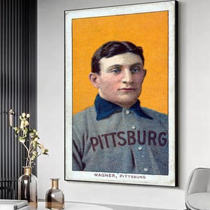 Riproduzione su tela della carta del tabacco Honus wagner T206, stampa artistica della carta Honus wagner, arte murale Honus wagner, decorazione murale Honus wagner