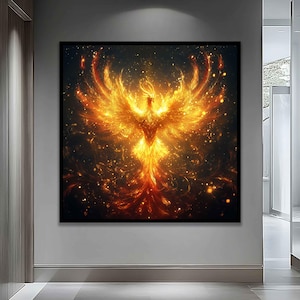 Phoenix flames art, Phoenix on fire canvas, Majestic phoenix painting, Phoenix wall art, Phoenix wall decor, Phoenix art print,Phoenix print