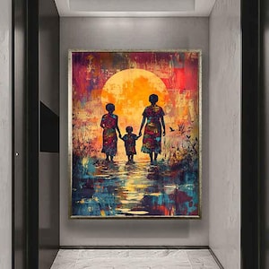 African Womans abstract painting, African woman canvas, Minimalistic african woman painting, Colorful african woman digital print, woman art