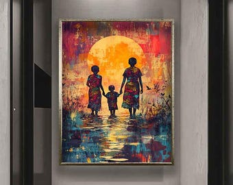 African Womans abstract painting, African woman canvas, Minimalistic african woman painting, Colorful african woman digital print, woman art