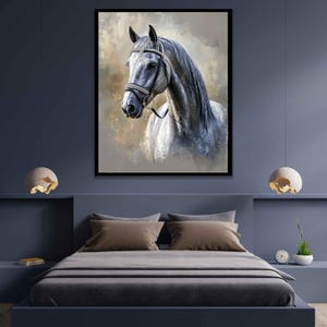 White Horse Wall Art, Horse Wall Decor, Animals Wall Art, Animal Wall Decor, Large Wall Art, Framed ready to hang print, Farm animal print