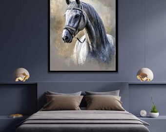 White Horse Wall Art, Horse Wall Decor, Animals Wall Art, Animal Wall Decor, Large Wall Art, Framed ready to hang print, Farm animal print