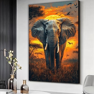 Elephant Wall Art, Elephant Art Print, Elephant Gifts, Elephant Home Decor, Animal Lover Art, Elephant lover gift, Ready to hang