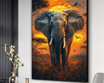 Art mural éléphant, impression d'art éléphant, cadeaux éléphant, décoration d'intérieur éléphant, art pour amoureux des animaux, cadeau pour amoureux des éléphants, prêt à accrocher