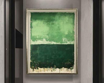 Mark rothko canvas print, Green mark rothko painting, Abstract Green rothko home decor, Framed mark rothko canvas, Mark rothko reproduction