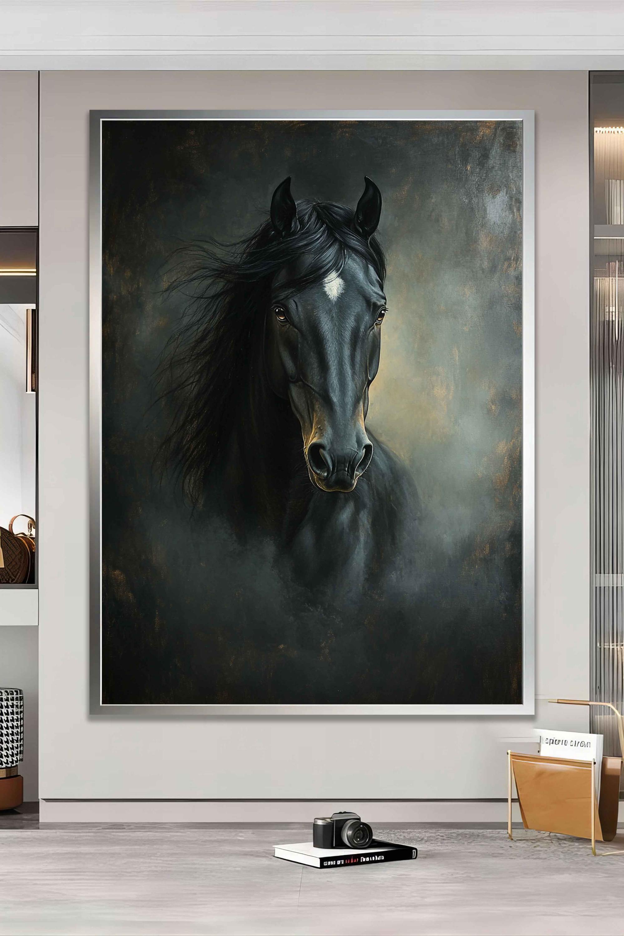 Abstract Black Horse Canvas Print, Modern Horse Wall Art, Horse Art ...