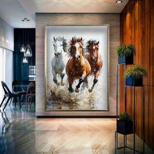 Running horses painting, Running horses wall art, Horses canvas, Horses wall art, Horse art, Animal print, Animal home decor, Animal art