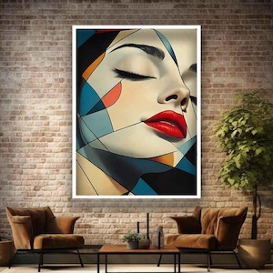 Geometrical woman art, Minimalistic woman print, abstract woman art, Woman home decor, Woman wall art, Abstract woman painting, Woman canvas