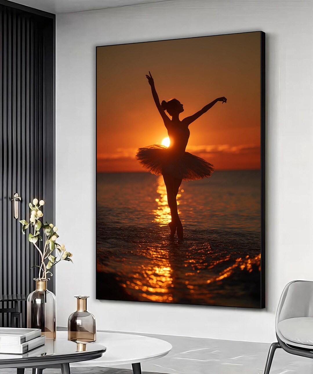 Elegant Ballerina Canvas Painting, Ballerina Sunset Scenery Art Print ...