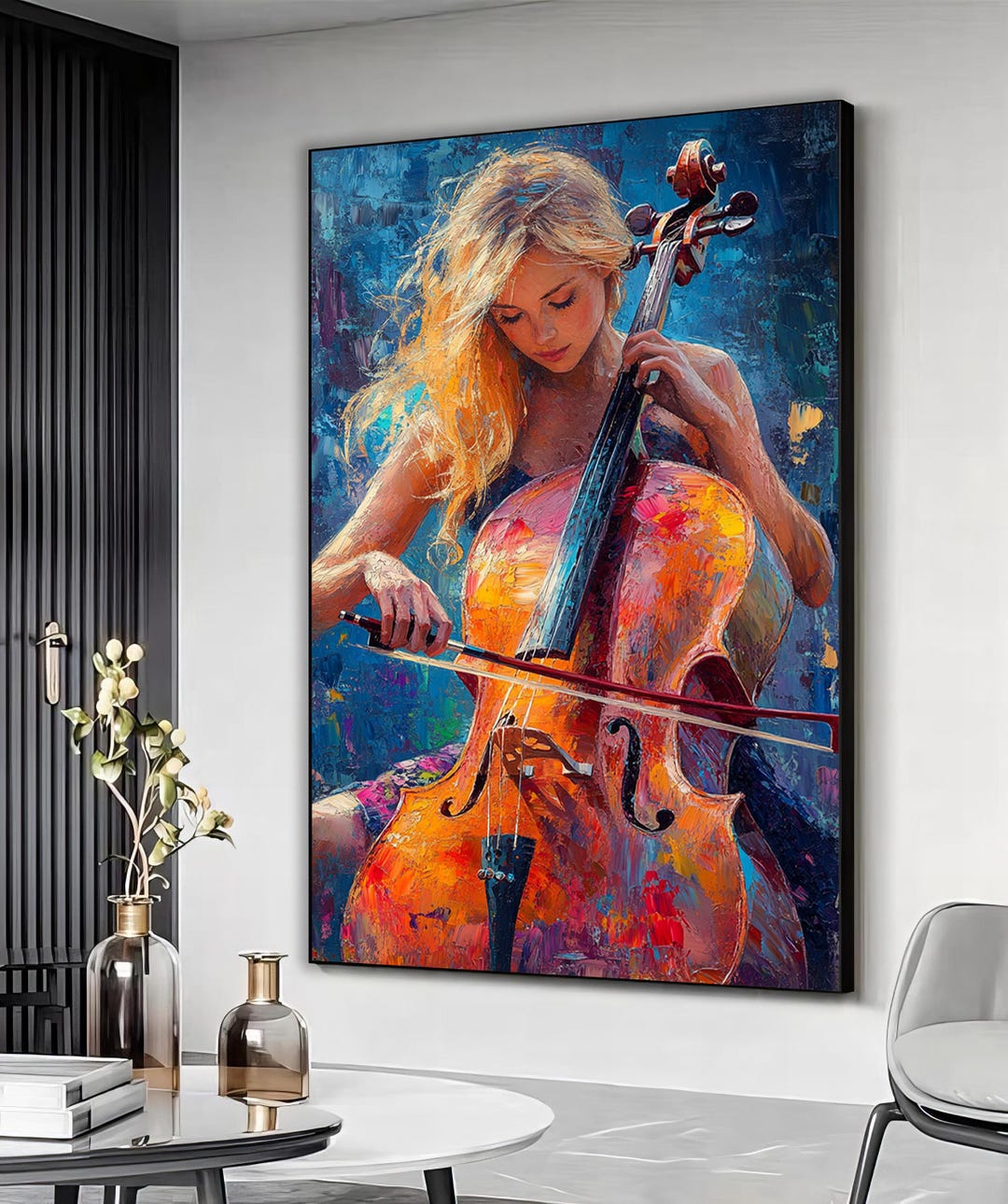 Woman Playing Violin Art Print, Woman Playing Instrument Art, Colorful ...