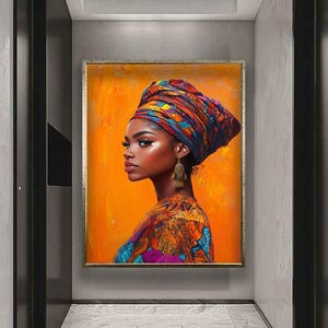 African woman canvas print, African woman wall art, Colorful african woman canvas, Colorful African art, Woman digital print, woman art