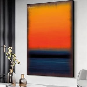 マーク ロスコのミックスカラーのキャンバスプリント、オレンジとブルーのマーク ロスコの壁アート、マーク ロスコの複製、有名なマーク ロスコの絵画