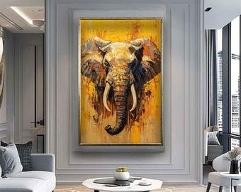 Impression sur toile éléphant, impression numérique éléphant, peinture éléphant, art mural éléphant, décoration éléphant, impression d'art animalier, peinture animalière