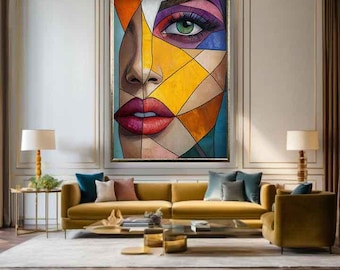 Cubic woman canvas art, Minimalistic woman print, Abstract woman art, Woman home decor, Woman wall art, Woman painting, Woman canvas