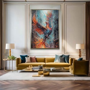 Phoenix art, Phoenix canvas, Phoenix painting, Phoenix wall art, Phoenix wall decor, Phoenix art print, Phoenix print, Phoenix ashes art