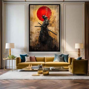 Samurai Kunst, Samurai Leinwanddruck, Samurai Malerei, Samurai Wandkunst, japanische Samurai Malerei, Samurai Katana Wanddekor, Samurai Druck