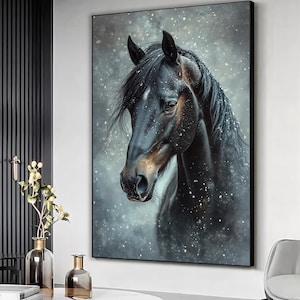 7頭の走る馬の絵 大型キャンバス壁アート、ヴァーストゥ風水装飾、7頭