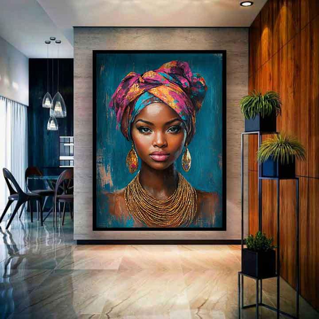 絵画　アート　美術作品　アフリカの女性 アフリカの女性の壁のキャンバス、カラフルなアフリカの女性の壁の