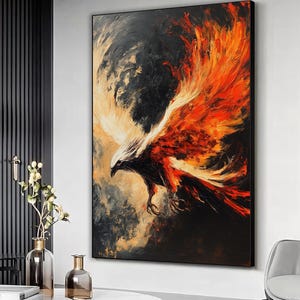 Fire Phoenix Canvas Art, Phoenix Home Decor, Mythical Bird Wall Art, Bird Wall Decor, Home Gift, Room Wall Decor, Animal Print on Canvas