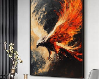 Fire Phoenix Canvas Art, Phoenix Home Decor, Mythical Bird Wall Art, Bird Wall Decor, Home Gift, Room Wall Decor, Animal Print on Canvas